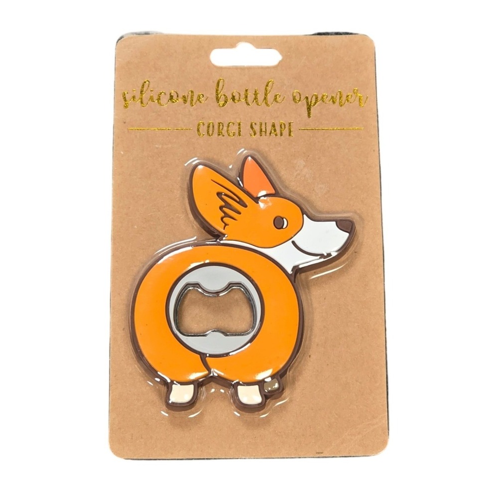 TMD Retail Novelty Bar Tool Corgi Silicone Bottle Opener Orange White Dog NEW